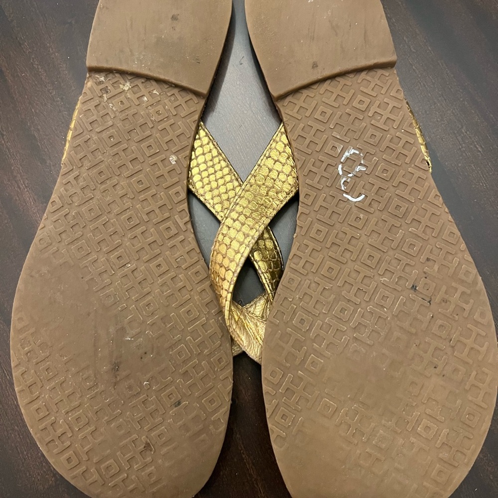 Tory Burch Gold and Brown Sandals - Picture 4 of 7